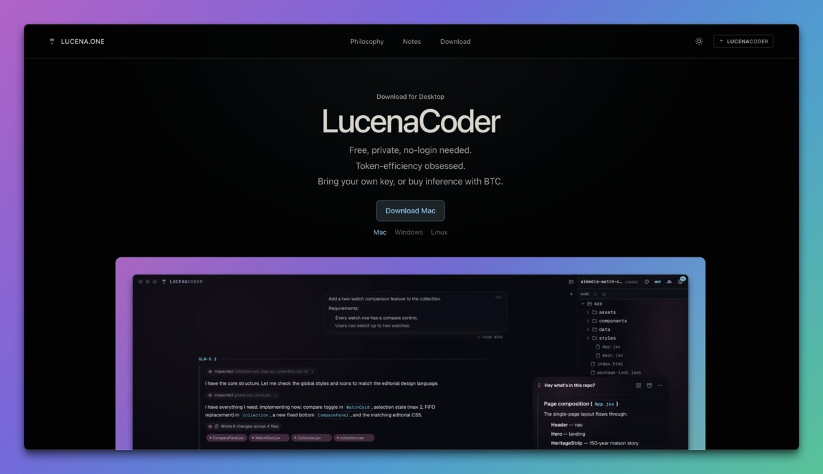 LucenaCoder | Free, Local, Token-Efficiency Obsessed Coding Harness preview